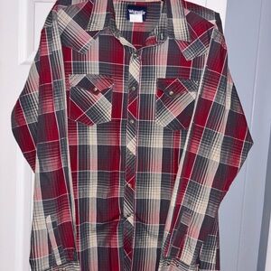 Wrangler Red and Gray Plaid Shirt